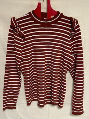 Woman's Grace+Karma XL Red and White Striped Long-Sleeved Top